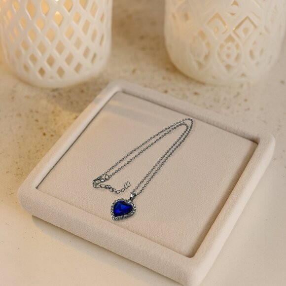 Heart of the Ocean Necklace Jewelry Set - Titanic Bracelet Crystal Pendant - Picture 11 of 11